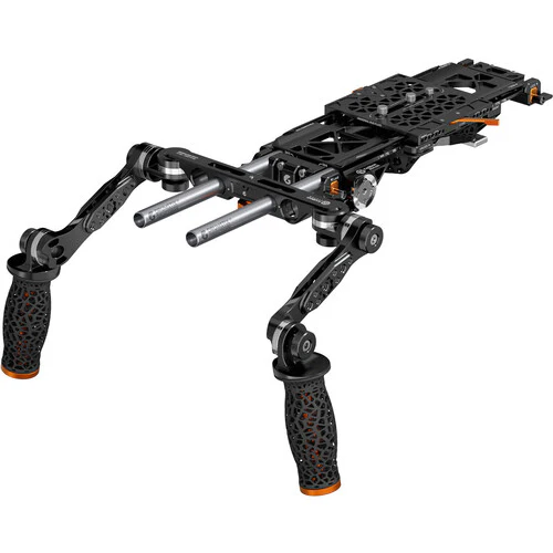 Bright Tangerine KASBAH Atman Shoulder Rig Narrow VCT-14 Kit with Single-Axis Shoulder Pad, Universal BUD Plate & Dual Handgrips