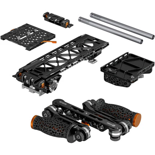 Bright Tangerine KASBAH Atman Shoulder Rig Narrow VCT-14 Kit with Single-Axis Shoulder Pad, Universal BUD Plate & Dual Handgrips - Image 2