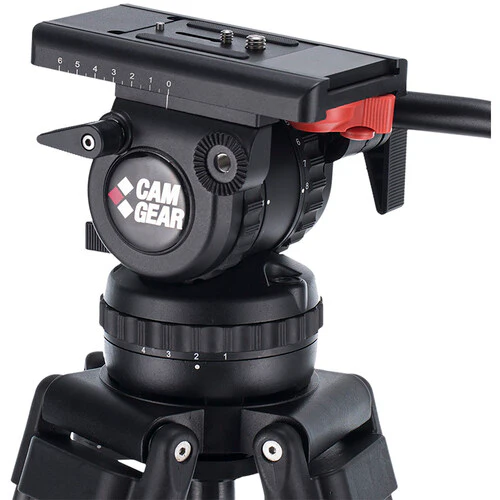 Camgear V10 AL/MS Fluid Head & Aluminum Tripod with Mid-Level Spreader System (100mm) - Image 2