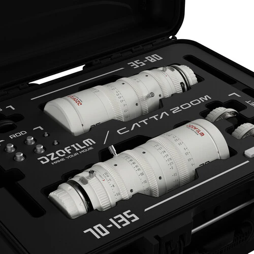 DZOFilm Catta 35-80 & 70-135mm T2.9 E-Mount Cine Zoom 2-Lens Bundle (White) with 2 RF Mounts (*OPEN BOX*) - Image 6