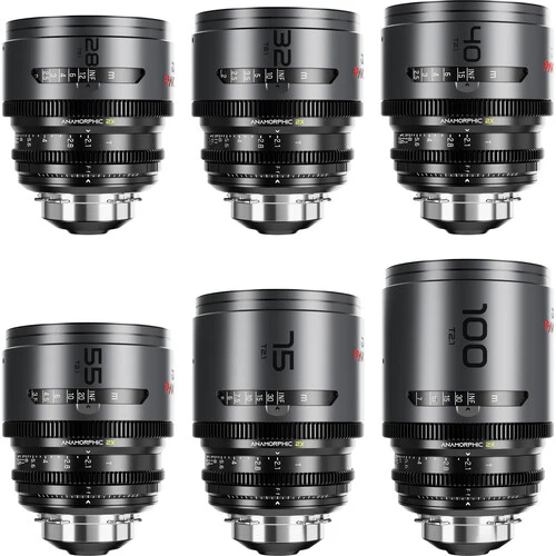 DZOFilm PAVO T2.1 2x Anamorphic 6-Lens Set (Neutral Coating, PL/EF Mount, Feet)
