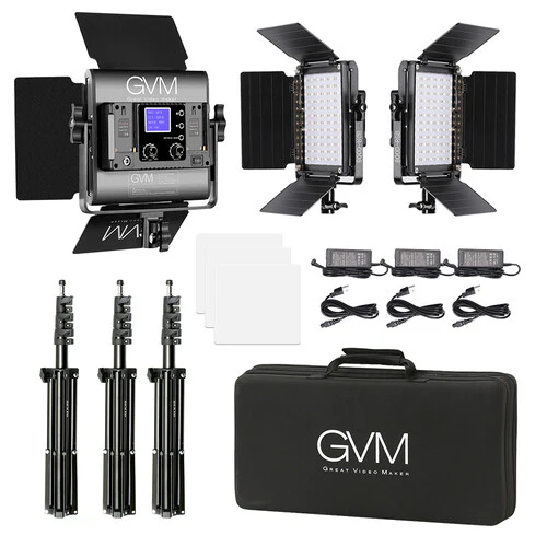 GVM 800D-RGB LED Studio 3-Video Light Kit - Image 2