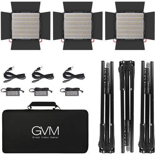 GVM RGB LED Studio Video Bi-Color Soft 1200D 3-Light Kit - Image 2
