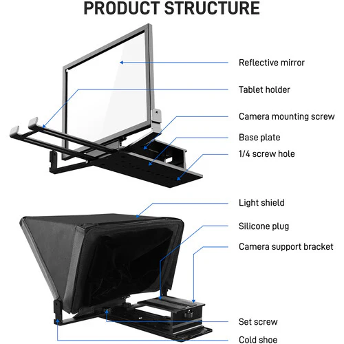 GVM Teleprompter TQ-MB for Tablets & Smartphones with Remote Control - Image 4