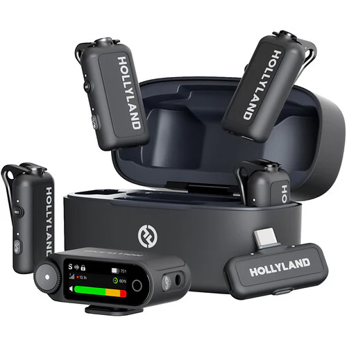 Hollyland LARK MAX 2 Combo 4-Person Wireless Microphone System for Cameras and Mobile Devices (Space Gray, 2.4 GHz)