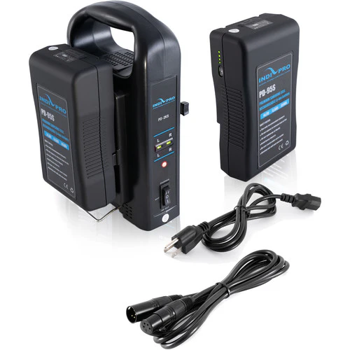 IndiPro Tools Two 95Wh Li-Ion Batteries and Dual Charger Kit (V-Mount)