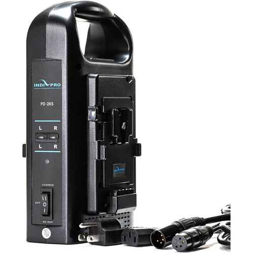 IndiPRO Tools V-Mount Dual Battery Charger with XLR Output