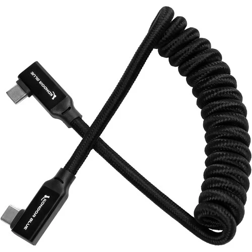 Kondor Blue 12 to 24" Coiled USB-C Right Angle Braided Cable (Black) - Image 2
