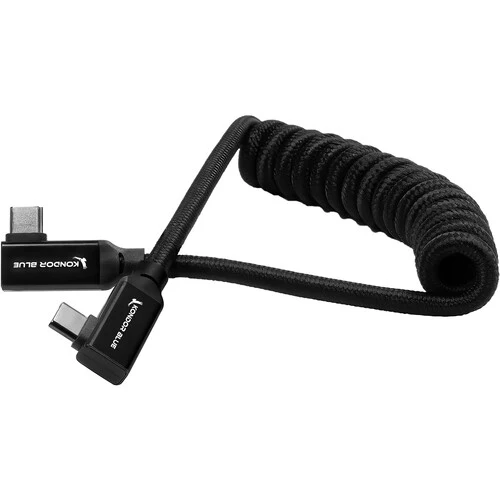 Kondor Blue 12 to 24" Coiled USB-C Right Angle Braided Cable (Black) - Image 3