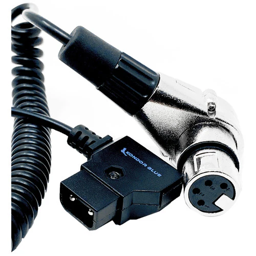 Kondor Blue Coiled D-Tap Male to 4-Pin XLR Female Right-Angle Power Cable (20 to 50") - Image 3