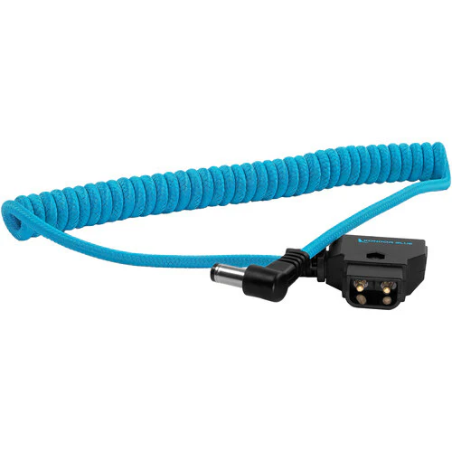 Kondor Blue Coiled D-Tap to DC 5.5 x 2.5mm Barrel Right-Angle Cable (Blue)