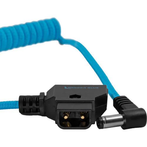 Kondor Blue Coiled D-Tap to DC 5.5 x 2.5mm Barrel Right-Angle Cable (Blue) - Image 2