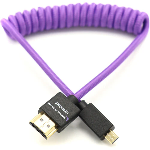 Kondor Blue Gerald Undone Braided Coiled High-Speed Micro-HDMI to HDMI Cable (Limited Purple Edition, 12 to 24")