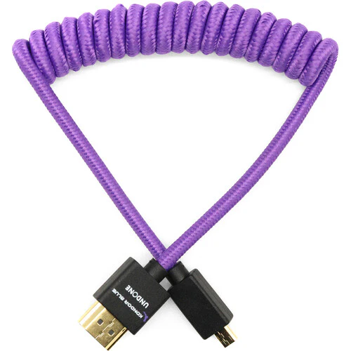Kondor Blue Gerald Undone Braided Coiled High-Speed Micro-HDMI to HDMI Cable (Limited Purple Edition, 12 to 24") - Image 2