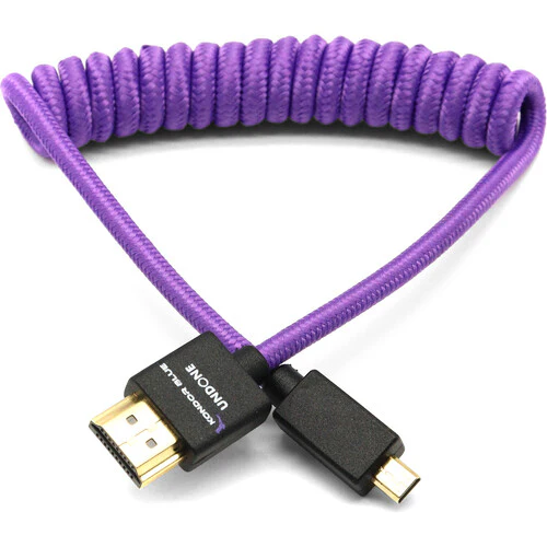 Kondor Blue Gerald Undone Braided Coiled High-Speed Micro-HDMI to HDMI Cable (Limited Purple Edition, 12 to 24") - Image 4