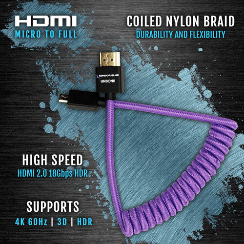 Kondor Blue Gerald Undone Braided Coiled High-Speed Micro-HDMI to HDMI Cable (Limited Purple Edition, 12 to 24") - Image 5