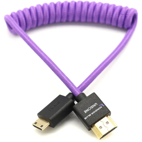 Kondor Blue Gerald Undone Braided Coiled High-Speed Mini-HDMI to HDMI Cable (Limited Purple Edition, 12 to 24")