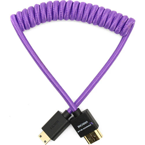 Kondor Blue Gerald Undone Braided Coiled High-Speed Mini-HDMI to HDMI Cable (Limited Purple Edition, 12 to 24") - Image 2