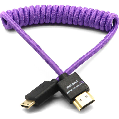 Kondor Blue Gerald Undone Braided Coiled High-Speed Mini-HDMI to HDMI Cable (Limited Purple Edition, 12 to 24") - Image 3