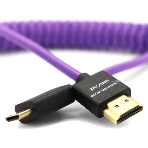 Kondor Blue Gerald Undone Braided Coiled High-Speed Mini-HDMI to HDMI Cable (Limited Purple Edition, 12 to 24") - Image 4