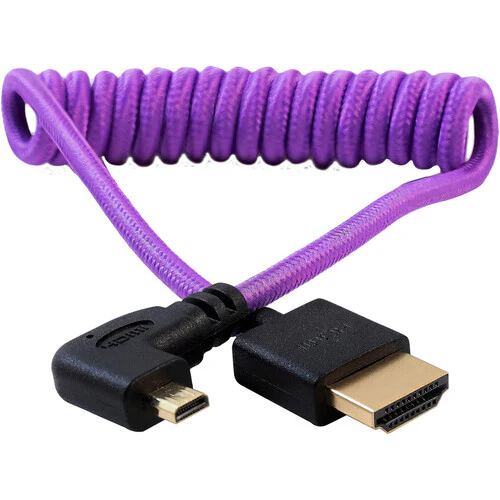 Kondor Blue Gerald Undone Braided Coiled High-Speed Right-Angle Micro-HDMI to HDMI Cable for Canon R5 & R6 Cameras (Limited Purple Edition, 12 to 24") - Image 2