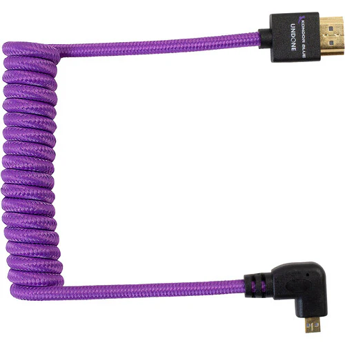 Kondor Blue Gerald Undone Braided Coiled High-Speed Right-Angle Micro-HDMI to HDMI Cable for Canon R5 & R6 Cameras (Limited Purple Edition, 12 to 24") - Image 3