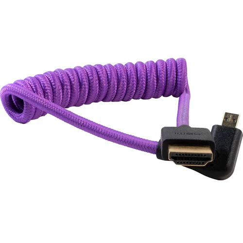Kondor Blue Gerald Undone Braided Coiled High-Speed Right-Angle Micro-HDMI to HDMI Cable for Select Sony & Fuji Cameras (Limited Purple Edition, 12 to 24") - Image 2