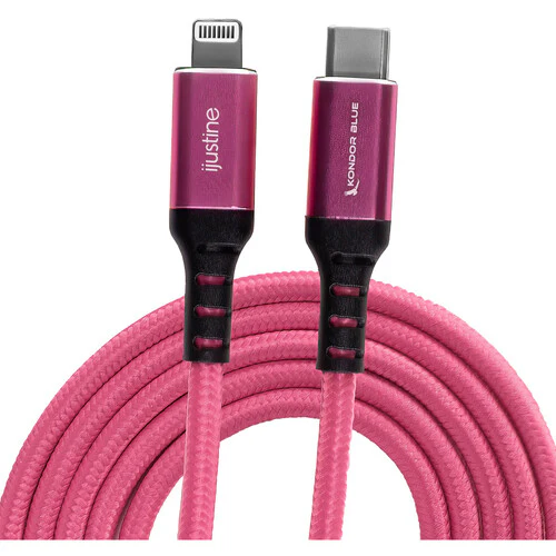 Kondor Blue iJustine Lightning to USB-C Charge & Sync Cable (3.3', Pink) - Image 2