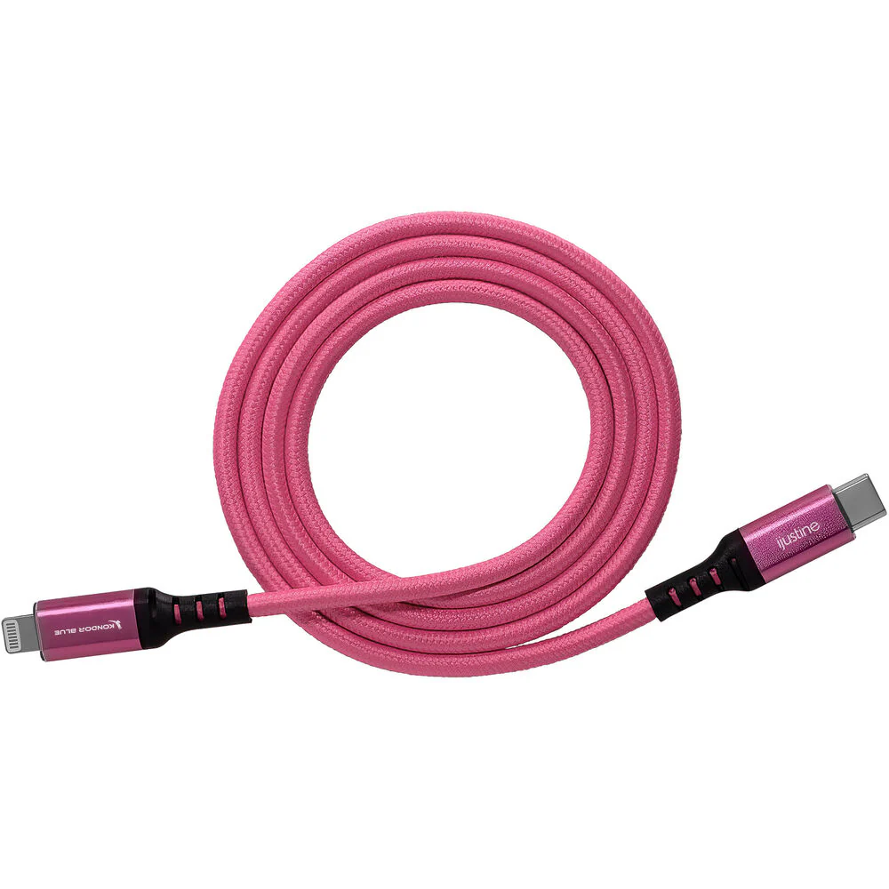 Kondor Blue iJustine Lightning to USB-C Charge & Sync Cable (3.3', Pink) - Image 3