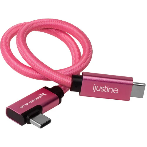 Kondor Blue iJustine Male USB-C 3.2 Gen 2 Right Angle Cable (1', Pink) - Image 3