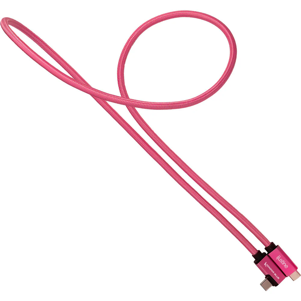 Kondor Blue iJustine Male USB-C 3.2 Gen 2 Right Angle Cable (3', Pink) - Image 2
