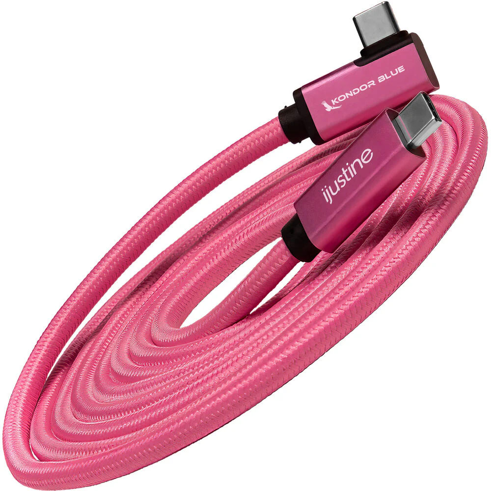 Kondor Blue iJustine Male USB-C 3.2 Gen 2 Right Angle Cable (6', Pink) - Image 2