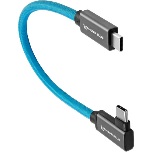 Kondor Blue Right-Angle USB 3.1 Gen 2 Type-C Cable (8.5") - Image 2