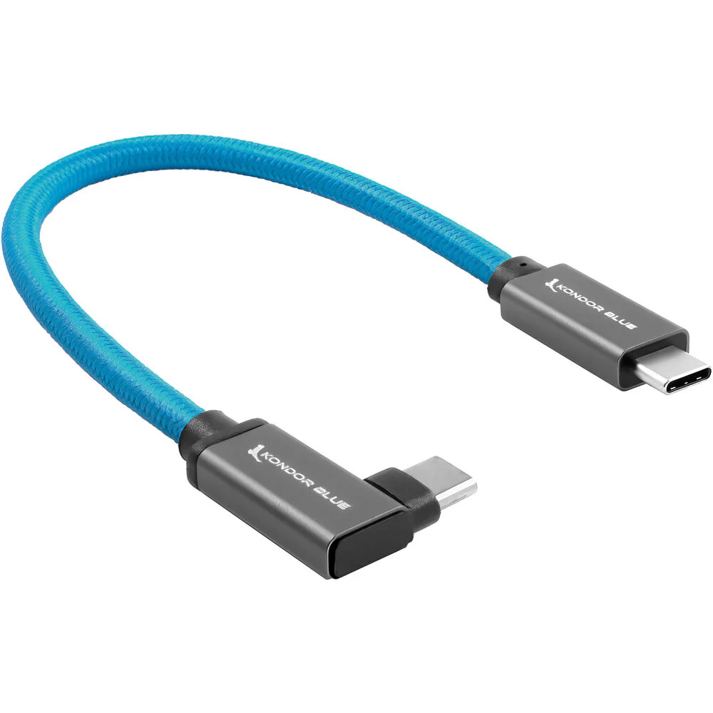 Kondor Blue Right-Angle USB 3.1 Gen 2 Type-C Cable (8.5") - Image 3
