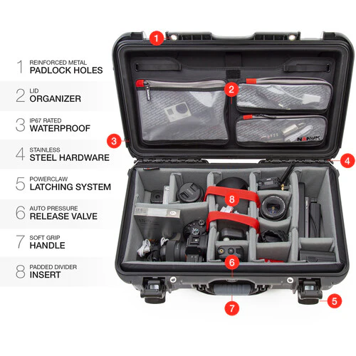 Nanuk 935 Wheeled Waterproof Hard Case Pro Photo/Video Kit with Padded Dividers & Lid Organizer (Black, 28.5L) - Image 2