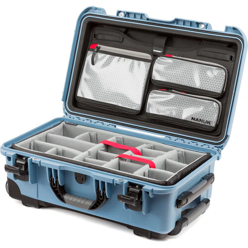 Nanuk 935 Wheeled Waterproof Hard Case Pro Photo/Video Kit with Padded Dividers & Lid Organizer (Blue, 28.5L)