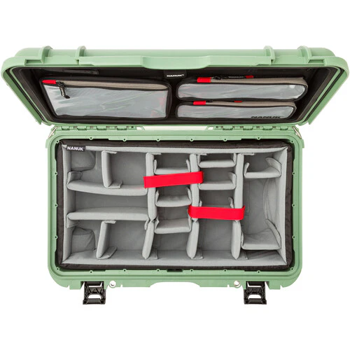 Nanuk 935 Wheeled Waterproof Hard Case Pro Photo/Video Kit with Padded Dividers & Lid Organizer (Sage, 28.5L) - Image 3