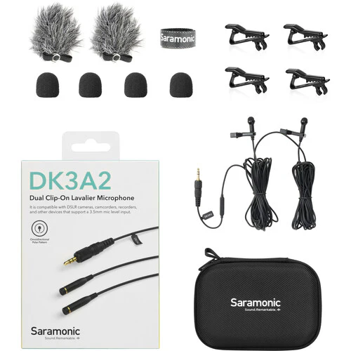 Saramonic DK3A2 Dual Mini Omnidirectional Lavalier Microphone with Locking 3.5mm TRS - Image 3