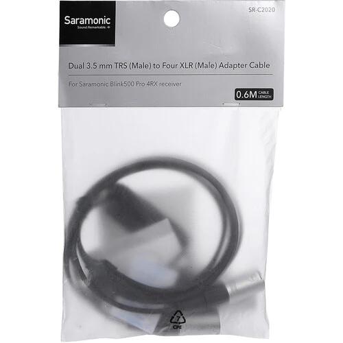Saramonic SR-C2020 Dual 3.5mm TRS Male to Quad XLR Male Output Cable for Wireless Receivers (23.6") - Image 3