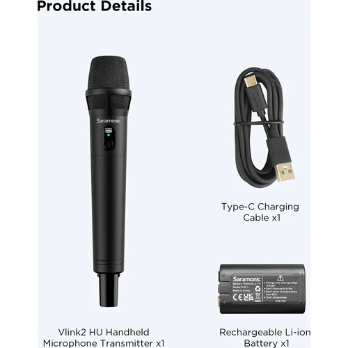 Saramonic Vlink2 HU Cardioid Handheld Microphone Transmitter for Vlink2 System (2.4 GHz) - Image 5