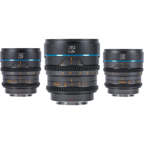 Sirui Nightwalker Series 24mm + 35mm + 55mm T1.2 S35 Manual Focus Cine Lens (RF Mount, Gunmetal Gray)
