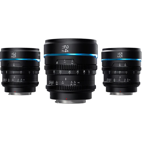 Sirui Nightwalker Series 24mm + 35mm + 55mm T1.2 S35 Manual Focus Cine Lens (X-Mount, Black)
