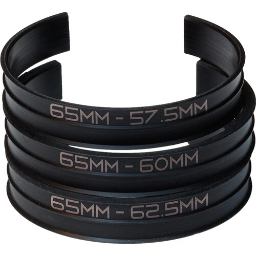 The Lens Cuff 65mm Adapter Ring Set for 62.5mm, 60mm and 57.5mm Lens Barrel Diameters