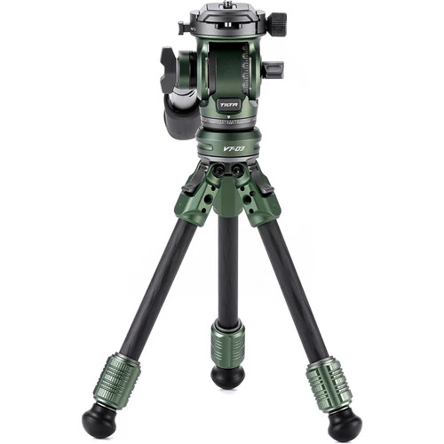 Tilta VT03 Tabletop Video Fluid Head with 1-Stage Carbon Fiber Tripod Legs (Forest Green) - Image 2