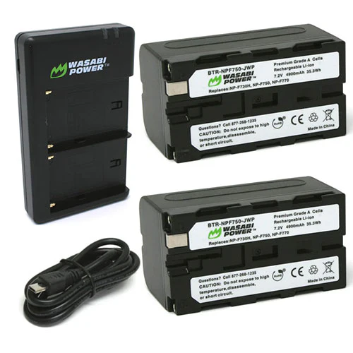 Wasabi Power Battery (2-Pack) and Dual Charger for Sony NP-F730, NP-F750, NP-F760, NP-F770 (L Series)